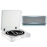 Audio Technica Turntable and KEF MUO White Bluetooth Speaker ATLP60BTWH