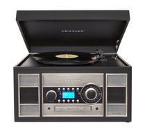 Crosley CR2413A-BK Memory Master II Turntable with Radio, CD Player/Recorder, Cassette and Aux-In, Black N4