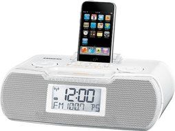 Sangean RCR-10WH FM-RBDS/AM/Aux-in Digital Tuning Atomic Clock Radio Compatible with iPod, White, FM/AM Stereo...