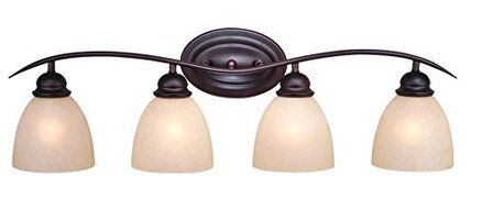 Vaxcel USA ALVLD004OBB Avalon 4 Light Bathroom Vanity Lighting Fixture in Bronze, Glass by Vaxcel