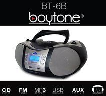 Boytone BT-6B CD Boombox Black Edition Portable Music System with CD Player &amp; USB/SD/MMC Slot, Digital FM Radio... N4