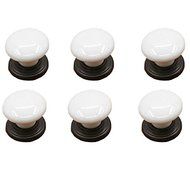 IdealDecor 6PCS White Porcelain Ceramic Drawer Knobs Door Knob Handle Pull For Cupboard/Cabinet/Wardrobe/Drawer... N7