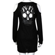 Women Dress,Haoricu Fall Women Sexy V-collar Strapless Skull Hollow Long-sleeved Dress N7