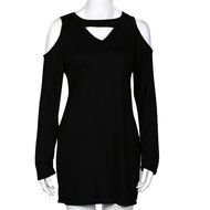 Women Dress,Haoricu Fall Women Sexy V-collar Strapless Skull Hollow Long-sleeved Dress N8