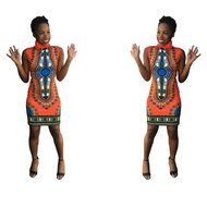 Women Dress,Haoricu Women Sexy Sleeveless Fashion African Print Casual Print Dress N16