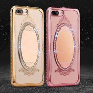 iPhone 7 Plus 5.5 Crystal TPU Glass Case-Superstart Gold Super Slim Shiny Electoplating Mirror Case With Bling... N2