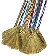 choi bong co Vietnam Hand made straw soft Broom with colored handle 12" head width, 38" overall length