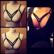 HOT Sale!Women Bandage Alluring Bra Bustier,Canserin Harness Elastic Cage Strappy Hollow Out N16