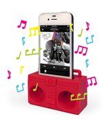 Kikkerland Boombox Speaker - Retail Packaging - Pink/Gray N3