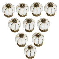 KINGSO 10pcs Pumpkin Ceramic Door Knobs Drawer Pull Handle Cabinet Cupboard Wardrobe N8