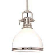 Hudson Valley Lighting Randolph 1-Light Pendant - Polished Nickel Finish with Opal Glossy Glass Shade by Hudson...