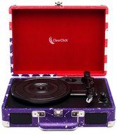 ClearClick Portable 3-Speed Vintage Suitcase/Briefcase Turntable (USA Flag Design) - Vinyl Record Player with... N5