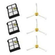 1 X Shoppingzone 3 pack HEPA Filter &amp; 3 armed side brush For iRobot Roomba 800 series 870 880