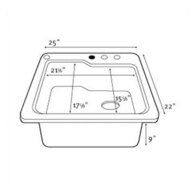 Swaoi|#Swanstone KS02522SB.072 22-In X 25-In Solid Surface Kitchen Sink 1-Hole, Pebble, by Swanstone