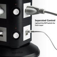 Bestten Multi-Functional Charging Station Tower: 6-Outlet Surge Protector with 4 USB Charging Ports (4.2A Total... N8