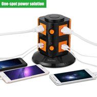 Bestten Multi-Functional Charging Station Tower: 6-Outlet Surge Protector with 4 USB Charging Ports (4.2A Total... N9