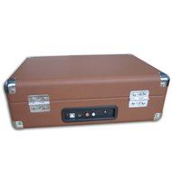 Timestorm XR-636BP Belt-Drive 3-Speed Portable Stereo Bluetooth Turntable (Brown) N4