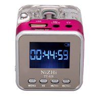 iwish TT028 Mini Digital Portable Music MP3/4 Player Micro SD/TF USB Disk Speaker FM Radio (Rose) N4