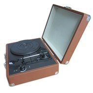 Timestorm XR-636BP Belt-Drive 3-Speed Portable Stereo Bluetooth Turntable (Brown) N6