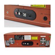 PYLE PVTTBT8BR Bluetooth Classic Vintage Style Vinyl Player Turntable, Vinyl-To-MP3 Record, Rechargeable Battery N6