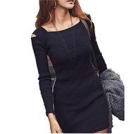 Women Dress,Haoricu Fall Women Crew Neck Long Sleeve Off Shoulder Knit Knitwear Short Mini Dress N6