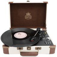 GPO Ambassador Bluetooth Turntable with Rechargeable Battery, 3-Speed, Built-In Stereo Speakers and USB Stick... N11