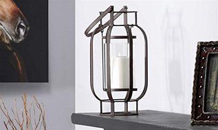 Giftcraft 85318 7.3 x 7.3 x 18.5 in. Iron &amp; Glass Pillar Candle Holder44; Black