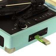 Timestorm XR-636BP Belt-Drive 3-Speed Portable Stereo Bluetooth Turntable(Tupquoise) N6
