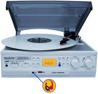 Boytone BT-37WT-C White Color Limited Edition 3-Speed Stereo Turntable, 2 Built-In Speakers, LCD Display, AM/FM... N7