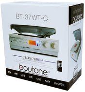 Boytone BT-37WT-C White Color Limited Edition 3-Speed Stereo Turntable, 2 Built-In Speakers, LCD Display, AM/FM... N8