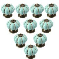 KINGSO 10pcs Pumpkin Ceramic Door Knobs Drawer Pull Handle Cabinet Cupboard Wardrobe N10
