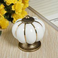 KINGSO 10pcs Pumpkin Ceramic Door Knobs Drawer Pull Handle Cabinet Cupboard Wardrobe N14