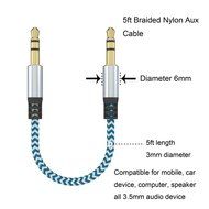 SoundPie 3.5mm Nylon Braid Contrast Color ShoeLace Auxiliary Audio Cable (5ft / 1.5m) AUX Cable for Headphones... N12