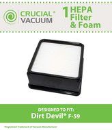 1 Dirt Devil F59 HEPA Filter Cartridge + Foam Designed To Fit Dirt Devil Total Vision Bagless Upright Vacuum Model...
