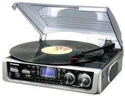 Sylvania SRCD873 Radio Turntable with USB (Silver) (Discontinued by Manufacturer)