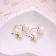 KAKA(TM) Women Girl Korean Stylish Black Four-leaf Glass Pearl Beauty Earing Accessories N11