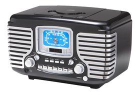Crosley CR612-BK Corsair Retro AM/FM Dual Alarm Clock Radio with CD Player, Black N3