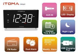 iTOMA Alarm Clock Radio with Digital FM, Night Light, Dual Alarm with Snooze &amp; Sleep Timer, Auto-Time Setting,... N6