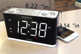 iTOMA Alarm Clock Radio with Digital FM, Night Light, Dual Alarm with Snooze &amp; Sleep Timer, Auto-Time Setting,... N7