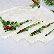 Benson Mills Christmas Ribbons Engineered Printed Fabric Napkins, Set of 4, 19x19 N2
