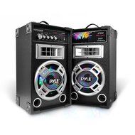 Pyle Disco Jam Dual 6.5&rdquo; Karaoke Bookshelf Stereo Speaker System, 2 Mic Inputs and Built in LED Party Lights N7