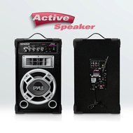 Pyle Disco Jam Dual 6.5&rdquo; Karaoke Bookshelf Stereo Speaker System, 2 Mic Inputs and Built in LED Party Lights N8