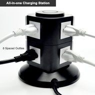 Bestten Multi-Functional Charging Station Tower: 6-Outlet Surge Protector with 4 USB Charging Ports (4.2A Total... N12