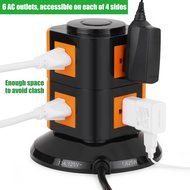 Bestten Multi-Functional Charging Station Tower: 6-Outlet Surge Protector with 4 USB Charging Ports (4.2A Total... N14