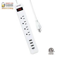 Bestten Multi-Functional Charging Station Tower: 6-Outlet Surge Protector with 4 USB Charging Ports (4.2A Total... N16