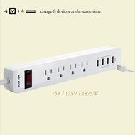 Bestten Multi-Functional Charging Station Tower: 6-Outlet Surge Protector with 4 USB Charging Ports (4.2A Total... N17