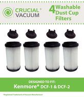 4 Kenmore DCF-1 DCF-2 Washable &amp; Reusable Long-Life Vacuum Tower Filters, Incudes End-Cap, Replaces Kenmore DCF1...