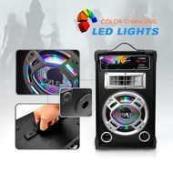 Pyle Disco Jam Dual 6.5&rdquo; Karaoke Bookshelf Stereo Speaker System, 2 Mic Inputs and Built in LED Party Lights N12