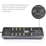Bestten 10 Outlet All-In-One Surge Protector Power Center with 2 USB Ports (3.1A Total) and Phone / Ethernet /... N7