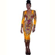 Women Dress,Haoricu New Women Summer Casual Deep V-Neck Traditional African Print Party Backless Dresses N3